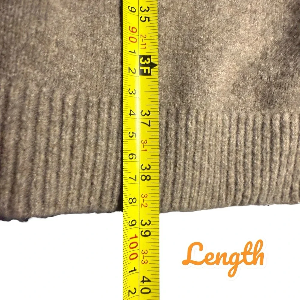Loft Tan Knit Duster Long Open‎ Front Cardigan Sweater Pockets Size M Minimalist